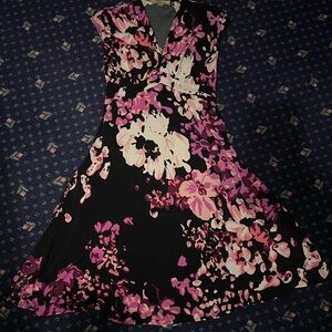 G.H. Bass & Co. Black and Pink Floral Midi Dress